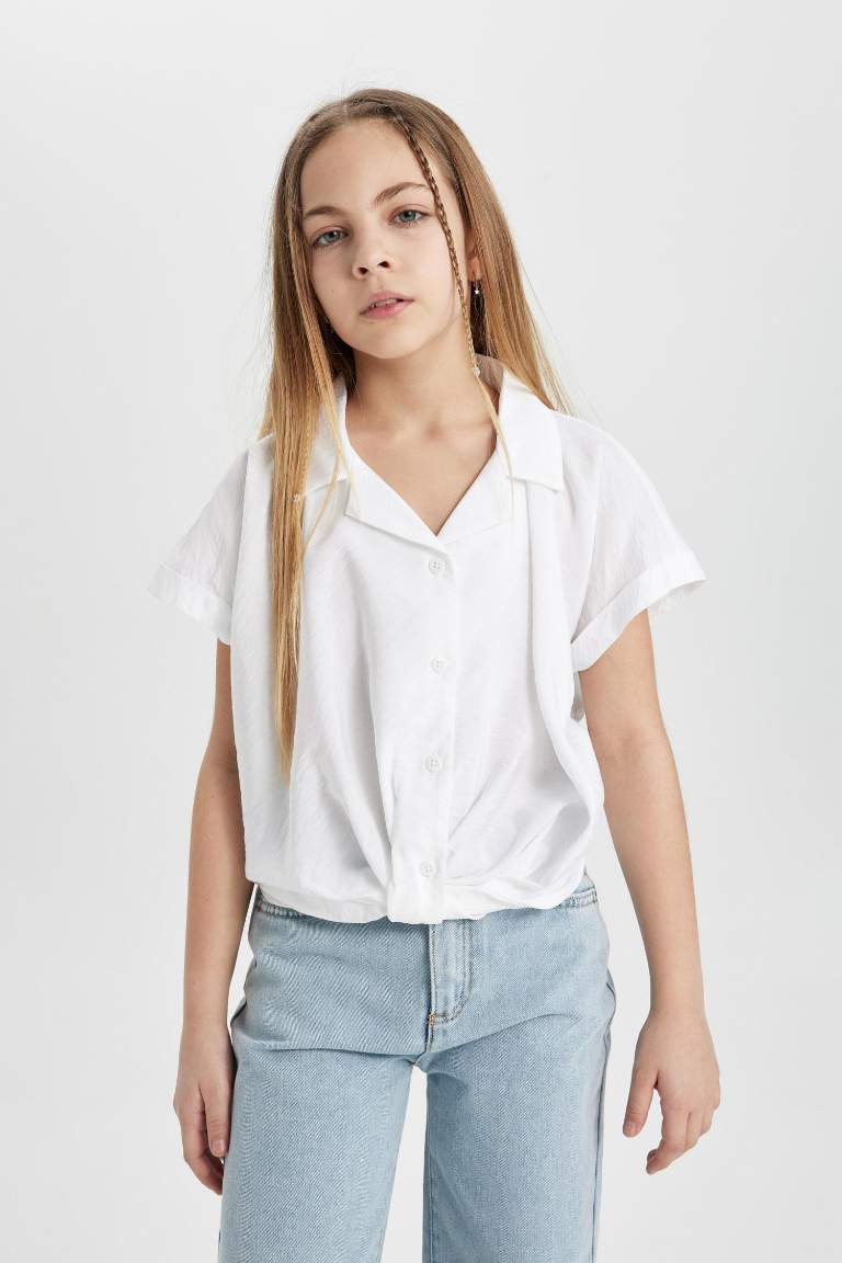 Girl Short Sleeve Crop Shirt