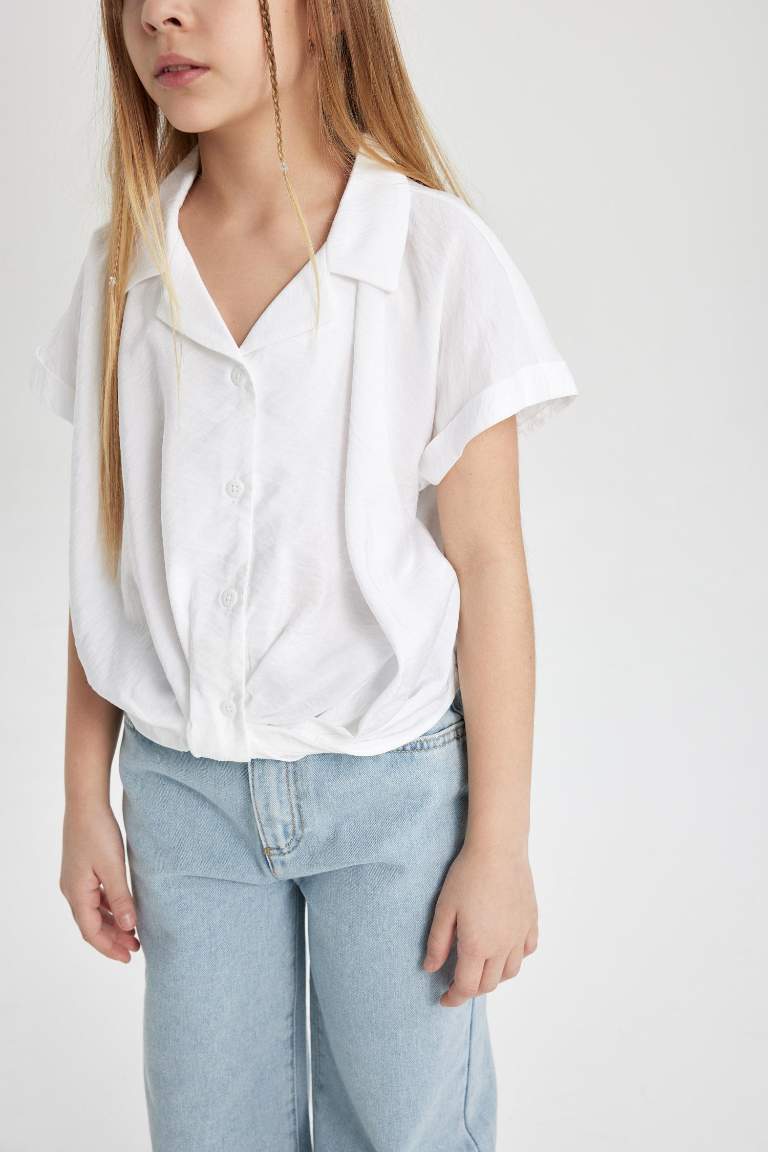 Girl Short Sleeve Crop Shirt