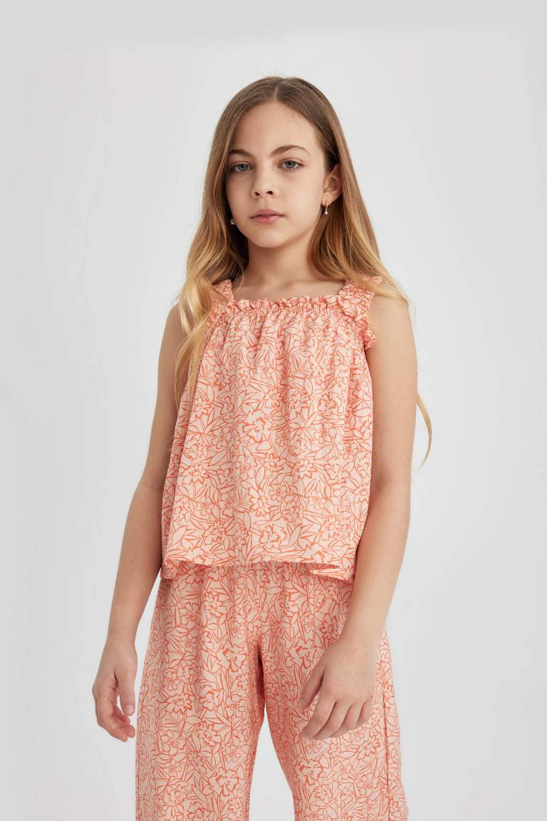 Blouse à Bretelles à Motif pour Fille