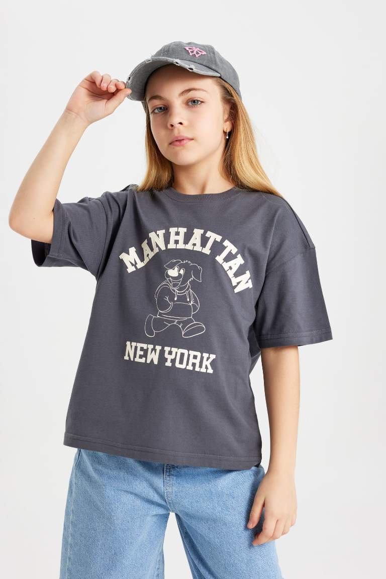 T-Shirt Oversize imprimé à Manches Courtes pour Fille