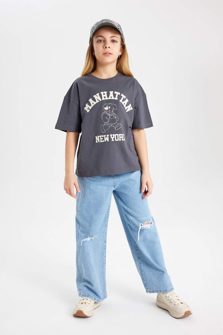 T-Shirt Oversize imprimé à Manches Courtes pour Fille