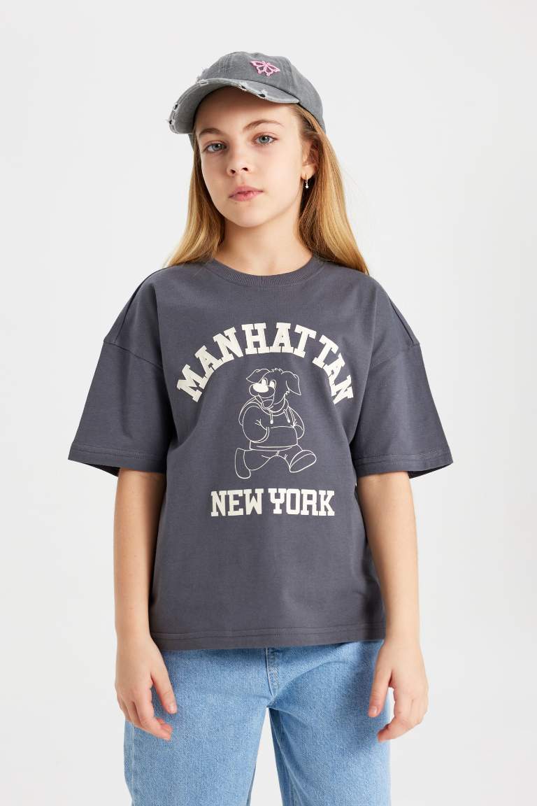 T-Shirt Oversize imprimé à Manches Courtes pour Fille