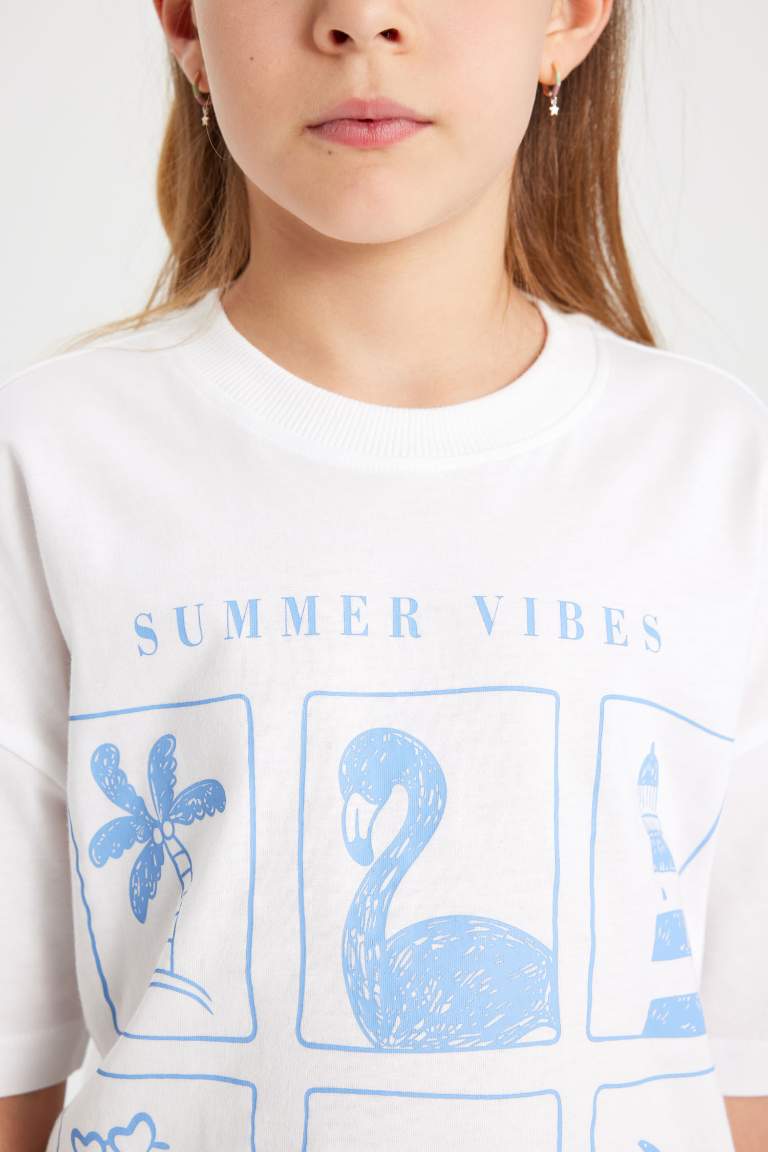 T-Shirt Oversize imprimé à Manches Courtes pour Fille