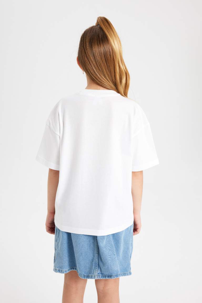 Girl Oversize Fit Printed Short Sleeve T-Shirt