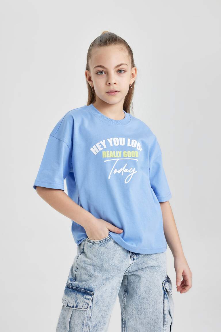 T-Shirt Oversize imprimé à Manches Courtes pour Fille