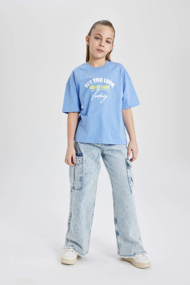 T-Shirt Oversize imprimé à Manches Courtes pour Fille