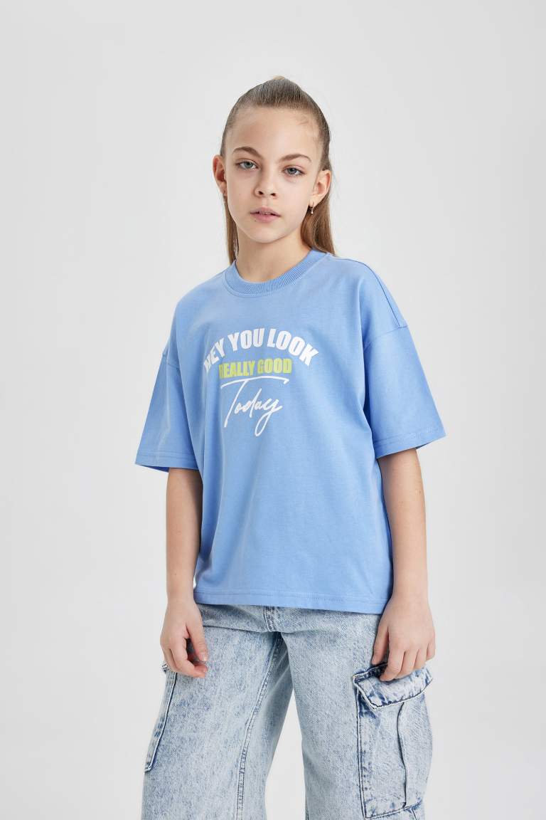 T-Shirt Oversize imprimé à Manches Courtes pour Fille