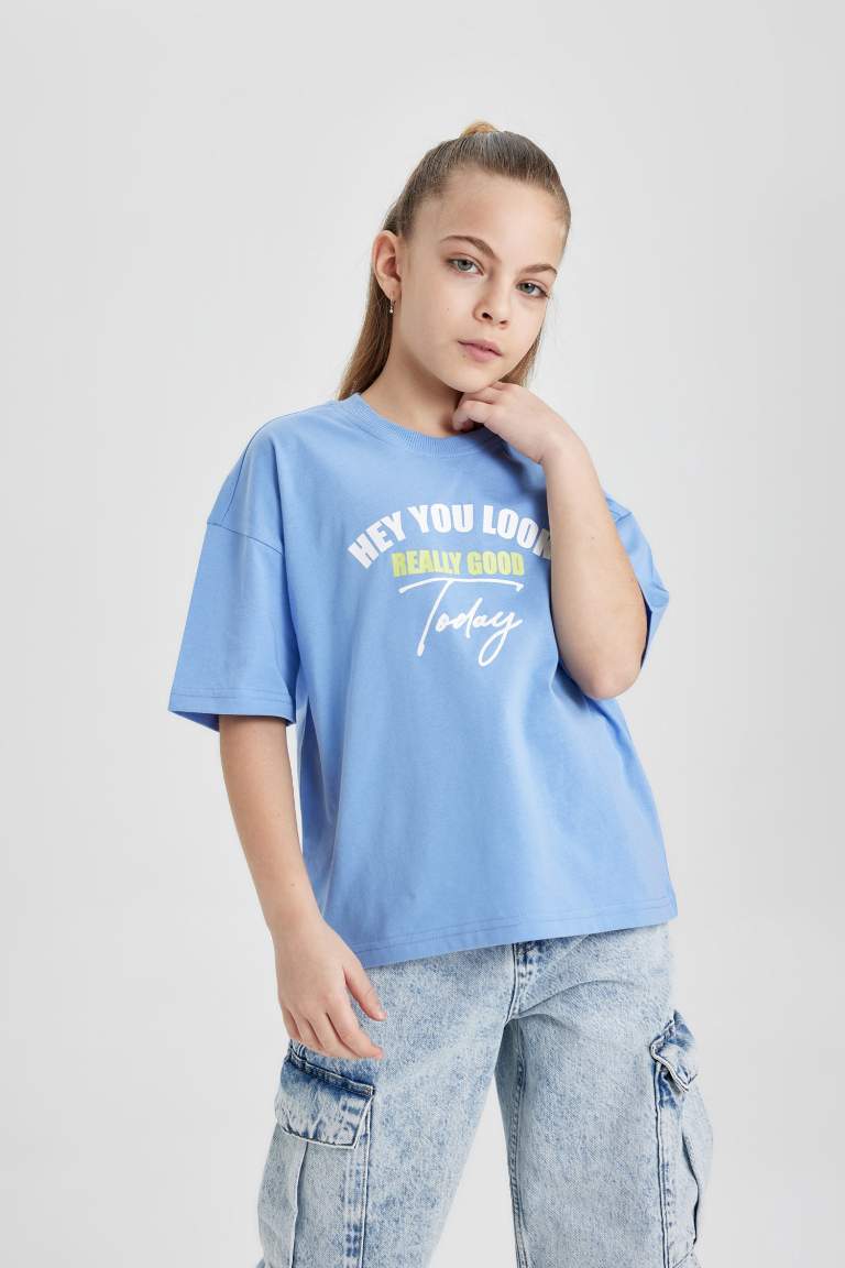 T-Shirt Oversize imprimé à Manches Courtes pour Fille