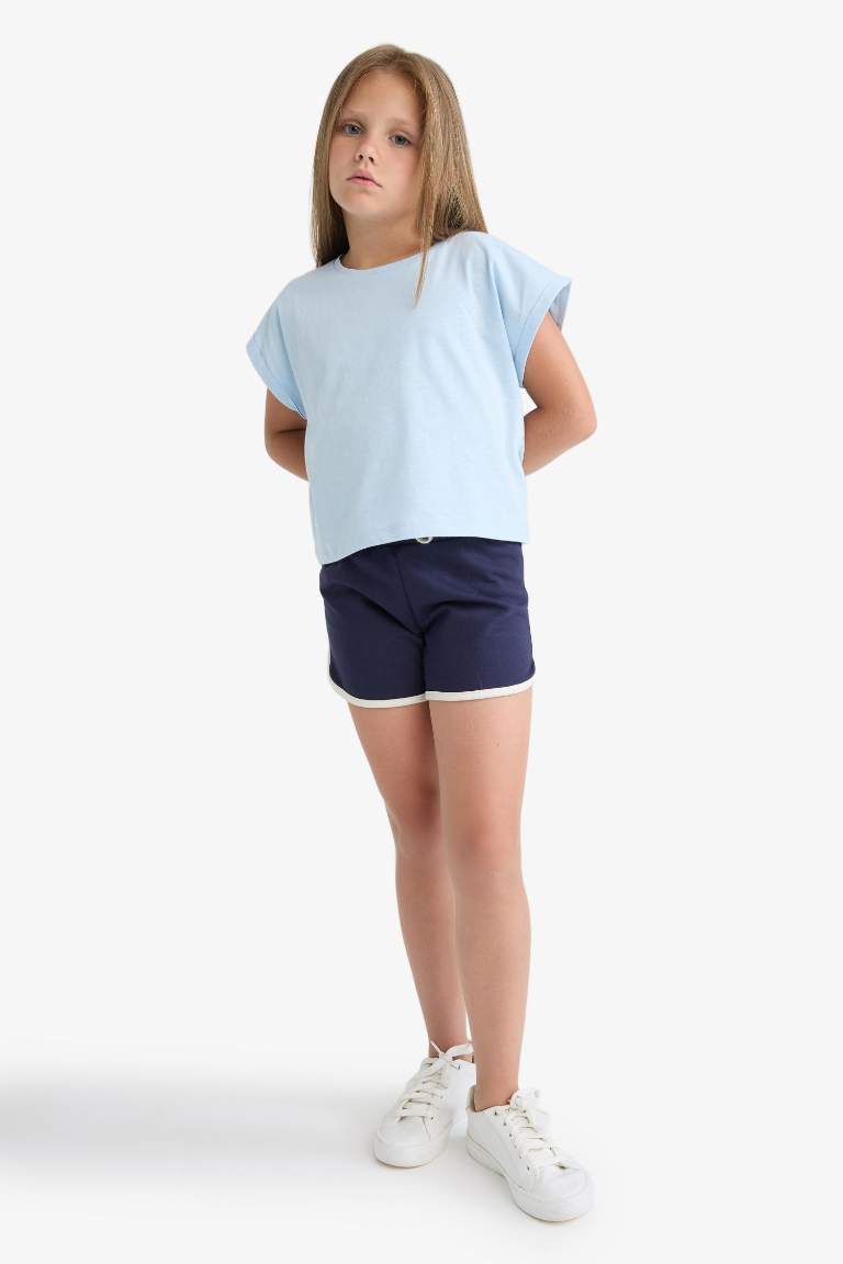 Kız Çocuk Beli Lastikli Basic Düz Şort