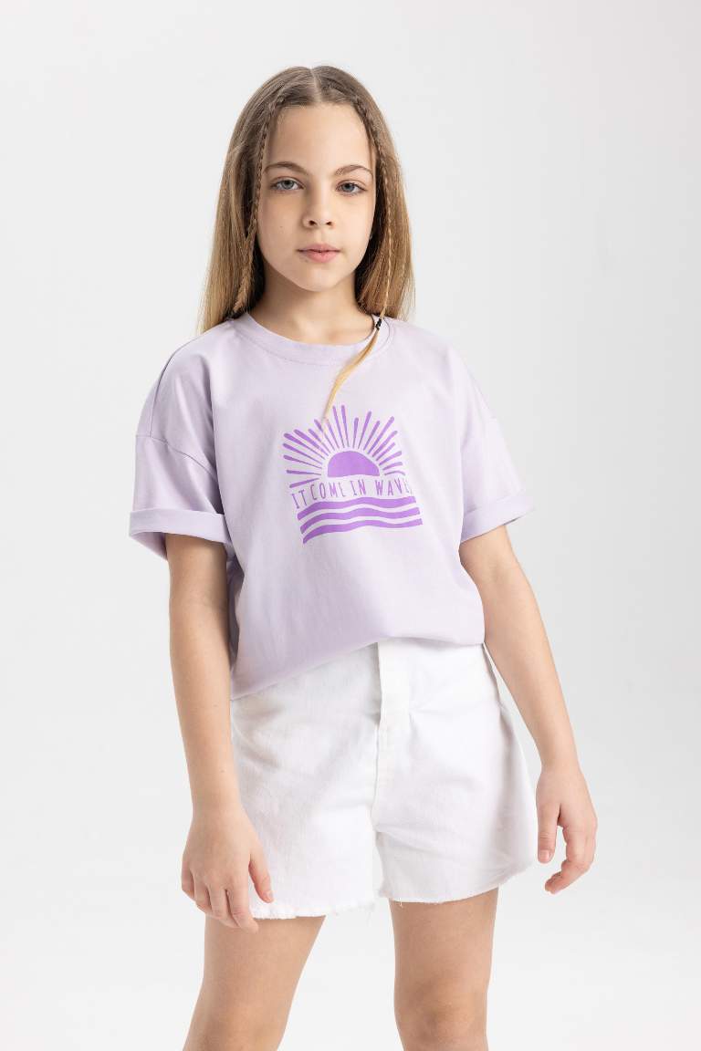 T-Shirt Coupe Relax imprimé à Manches Courtes pour Fille