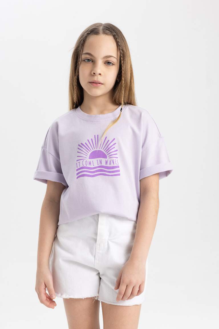 T-Shirt Coupe Relax imprimé à Manches Courtes pour Fille