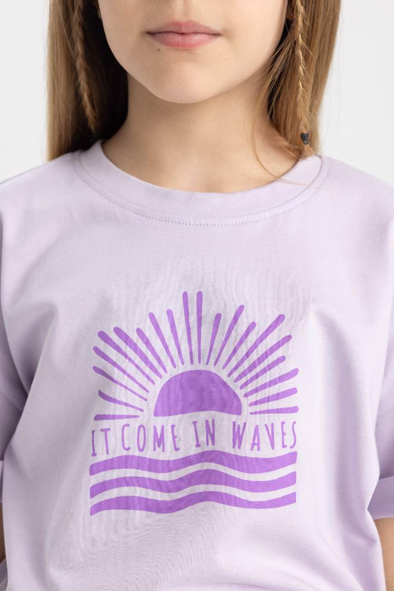 T-Shirt Coupe Relax imprimé à Manches Courtes pour Fille