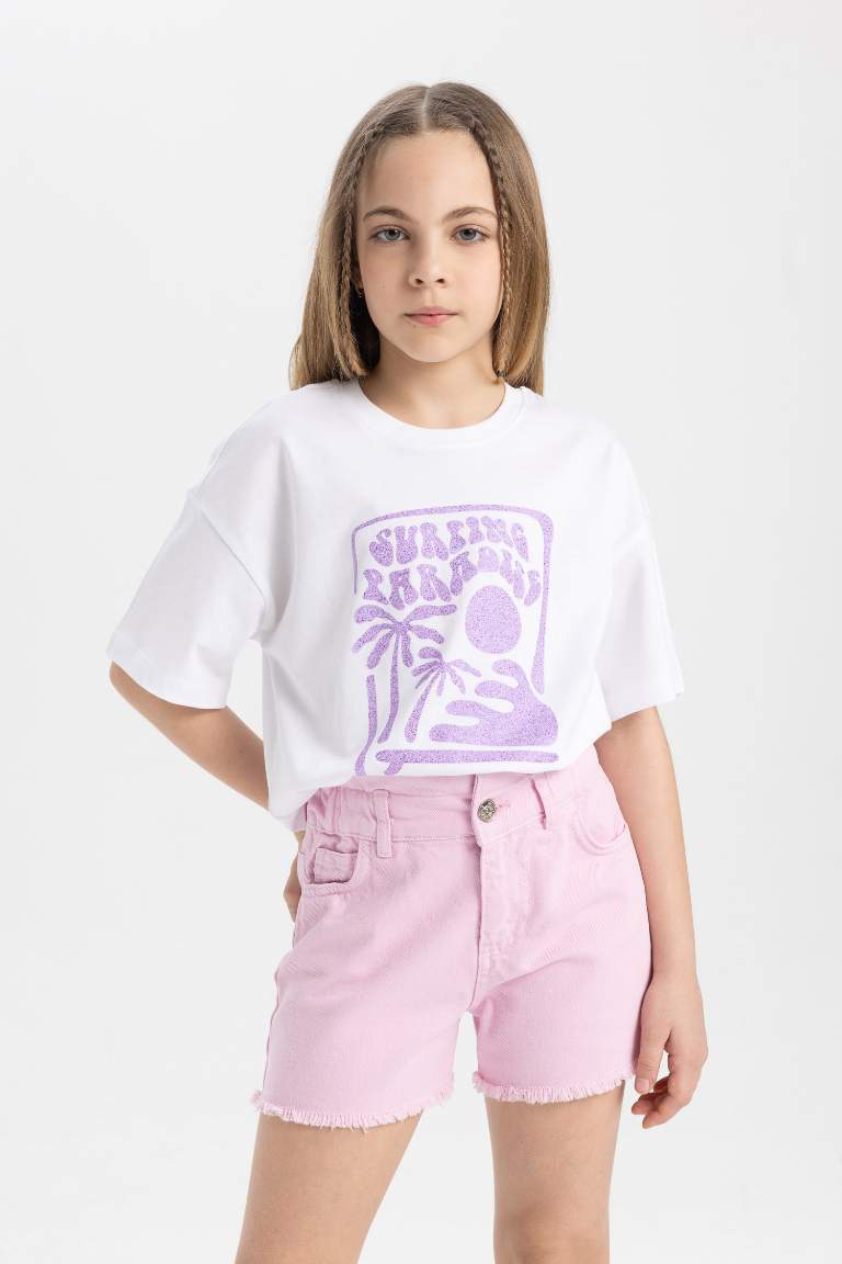 T-Shirt Coupe Relax imprimé à Manches Courtes pour Fille