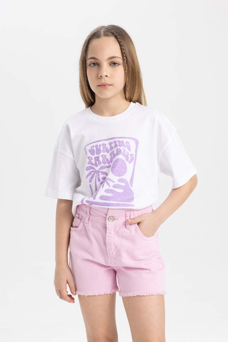 T-Shirt Coupe Relax imprimé à Manches Courtes pour Fille