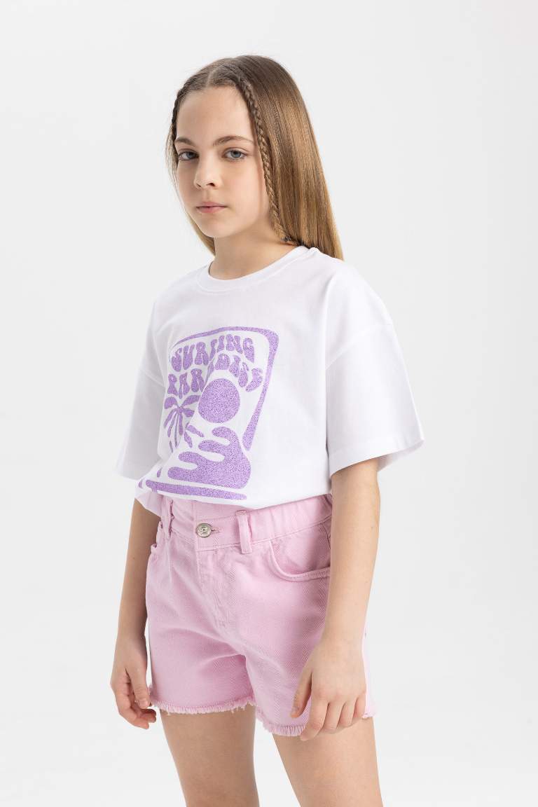 T-Shirt Coupe Relax imprimé à Manches Courtes pour Fille