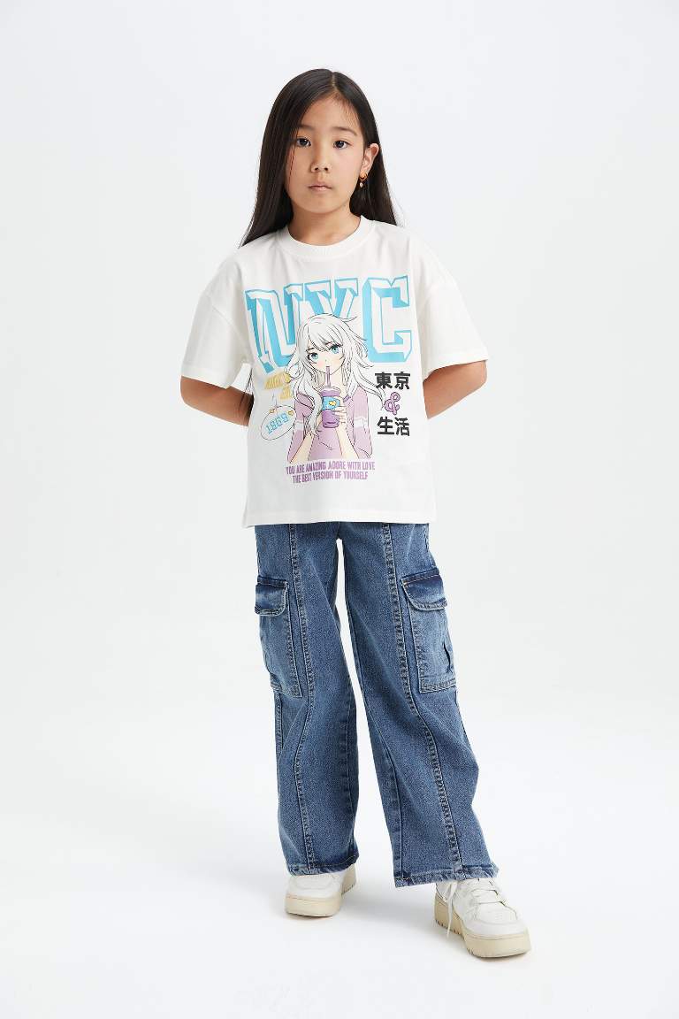 T-Shirt Oversize imprimé à Manches Courtes pour Fille