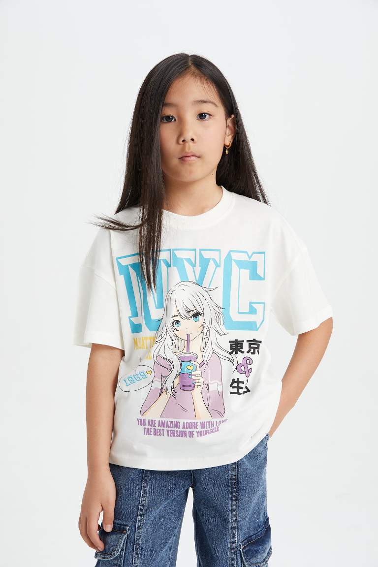 T-Shirt Oversize imprimé à Manches Courtes pour Fille