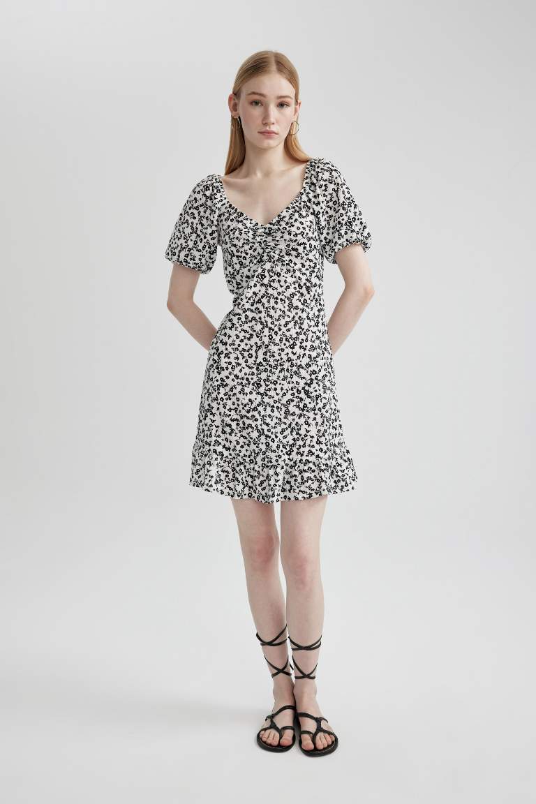 A-Line Wrinkled Mini Dress