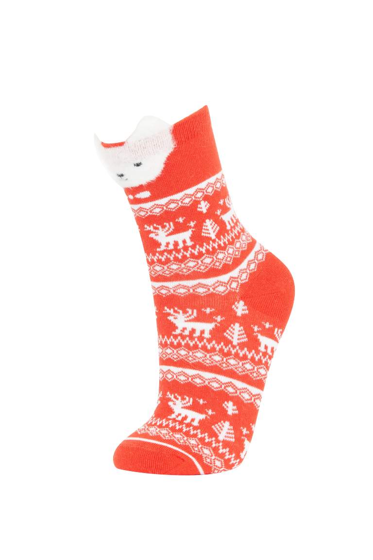 Women Christmas Themed 2 Piece Cotton Long Socks