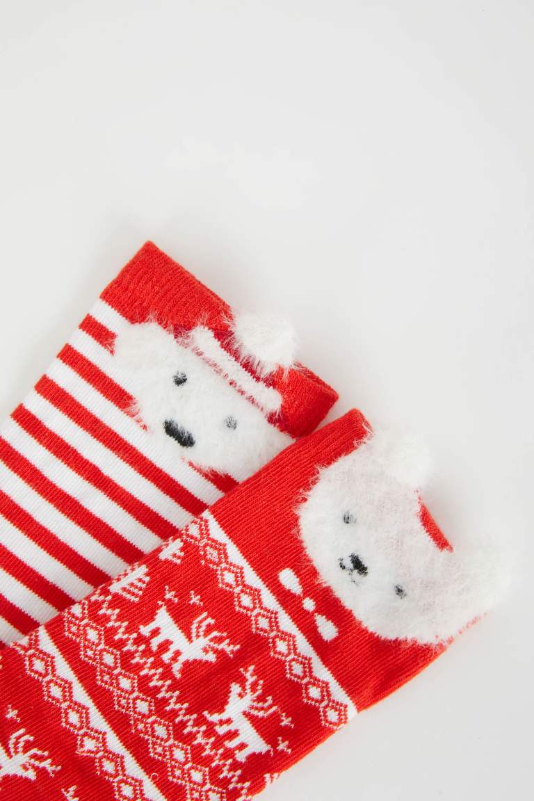 Women Christmas Themed 2 Piece Cotton Long Socks