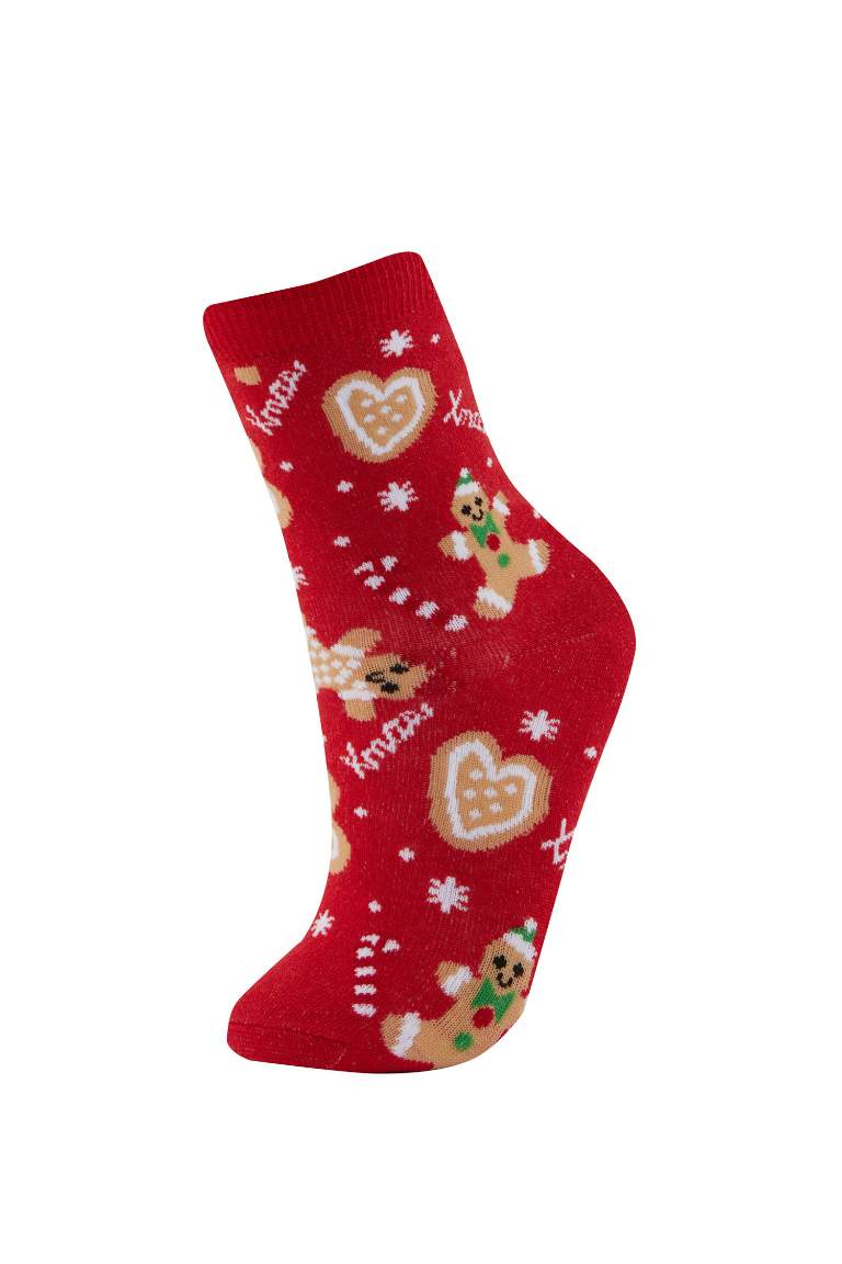 Girl Christmas Themed 2 Piece Cotton Long Socks