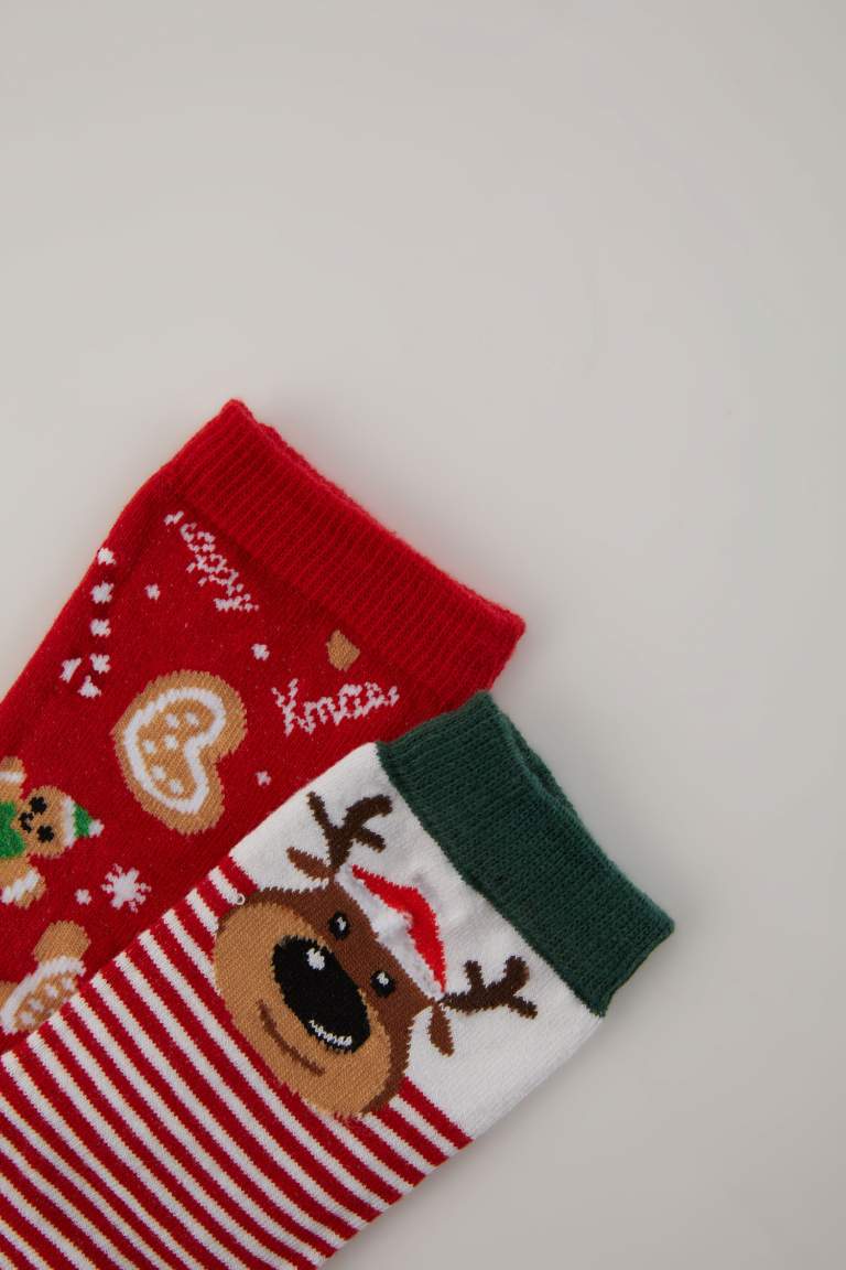 Girl Christmas Themed 2 Piece Cotton Long Socks