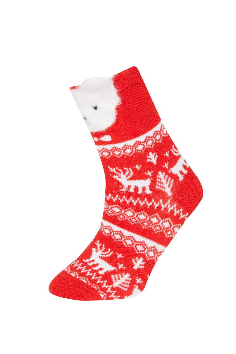 Girl Christmas Themed 2 Piece Cotton Long Socks