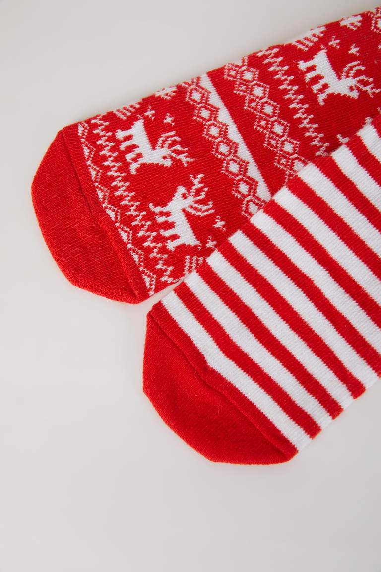 Girl Christmas Themed 2 Piece Cotton Long Socks