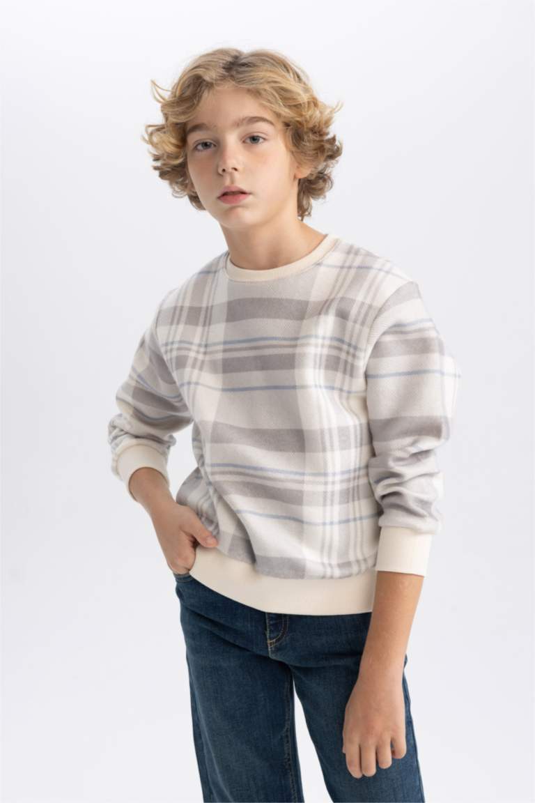 Erkek Çocuk Bisiklet Yaka Desenli Sweatshirt