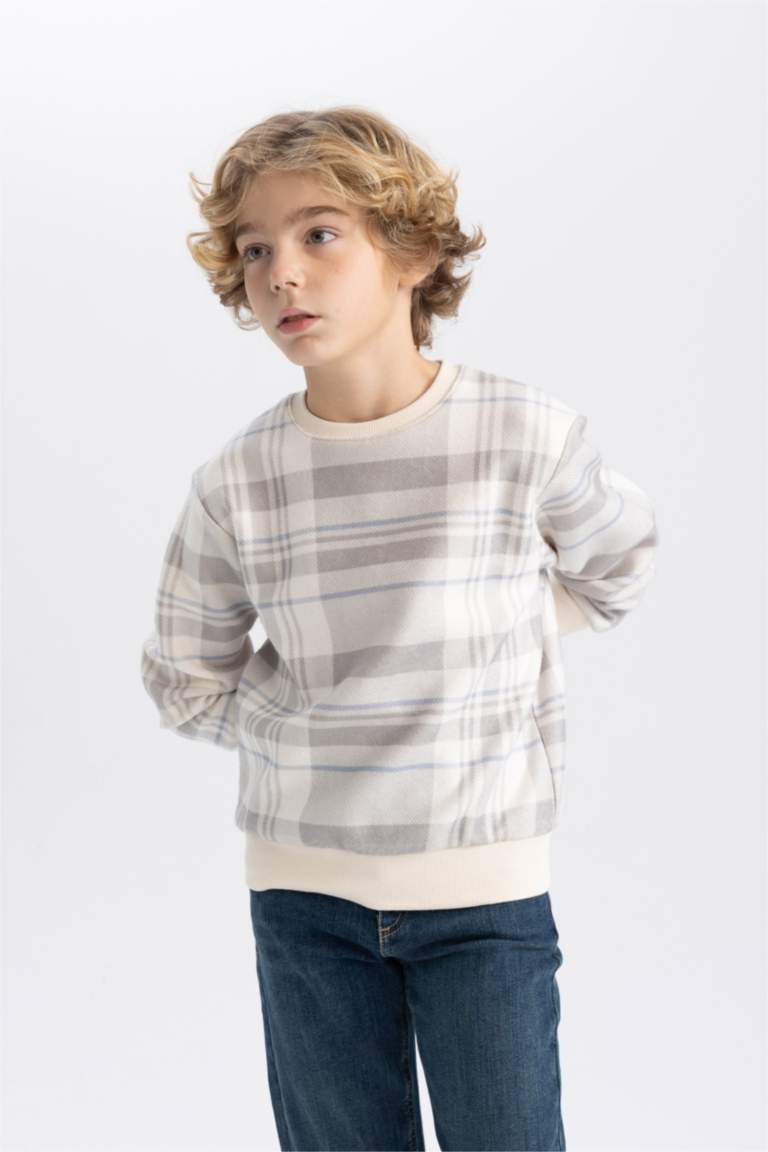 Erkek Çocuk Bisiklet Yaka Desenli Sweatshirt