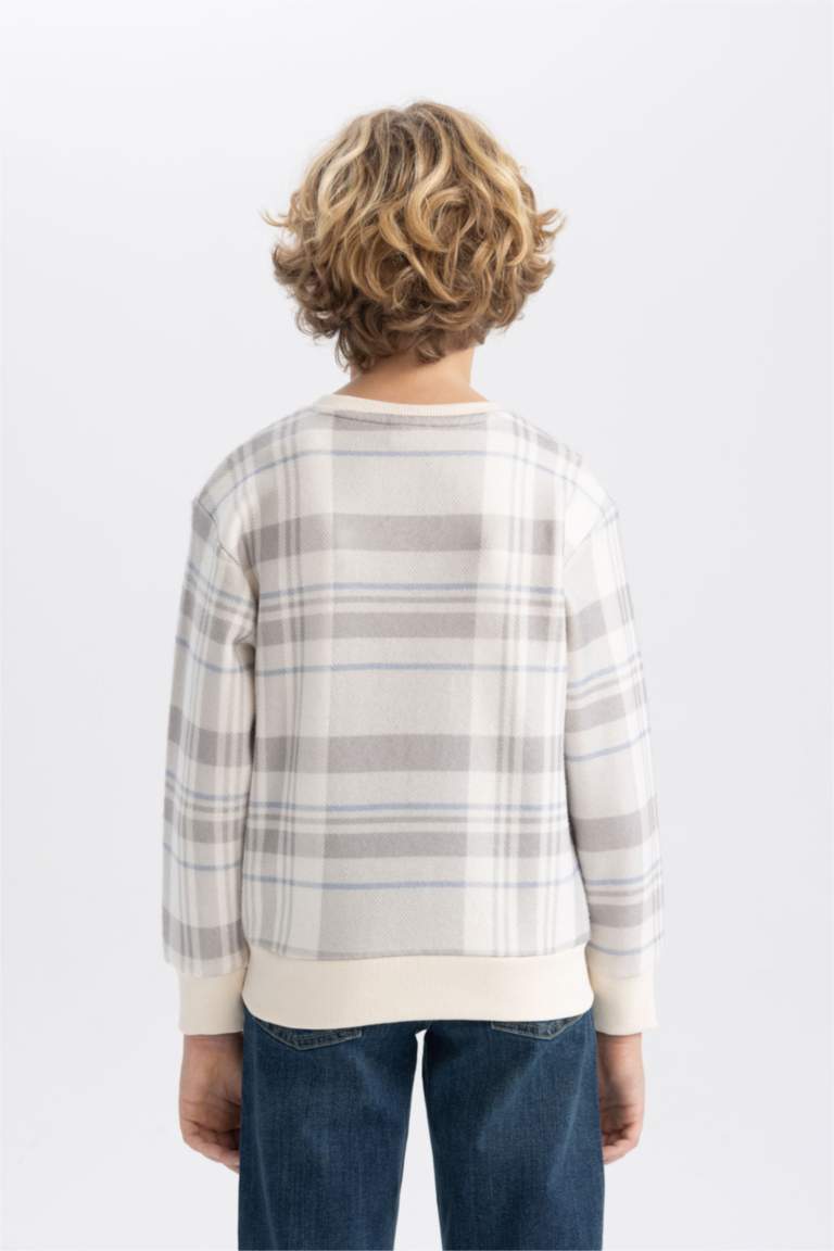 Erkek Çocuk Bisiklet Yaka Desenli Sweatshirt