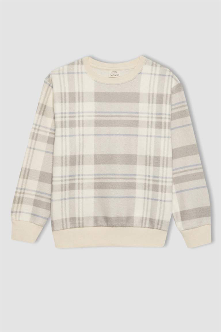 Erkek Çocuk Bisiklet Yaka Desenli Sweatshirt