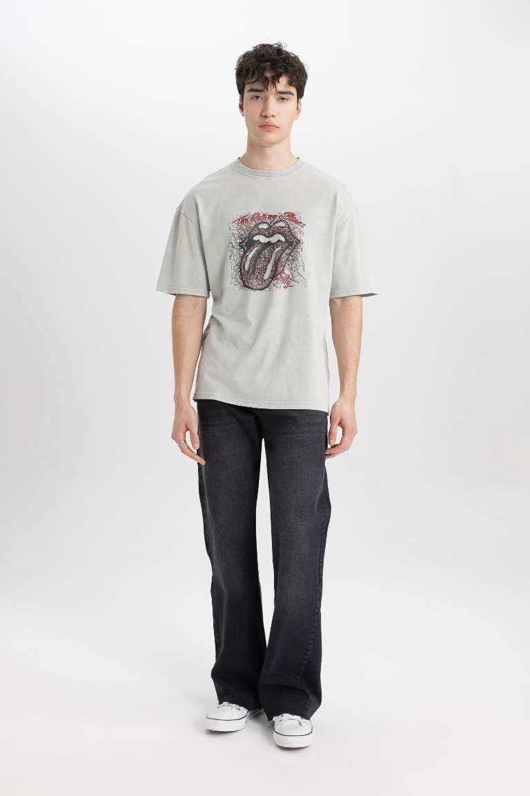 Grey MAN Comfort Fit Rolling Stones Licensed Crew Neck T-Shirt 3076837 ...