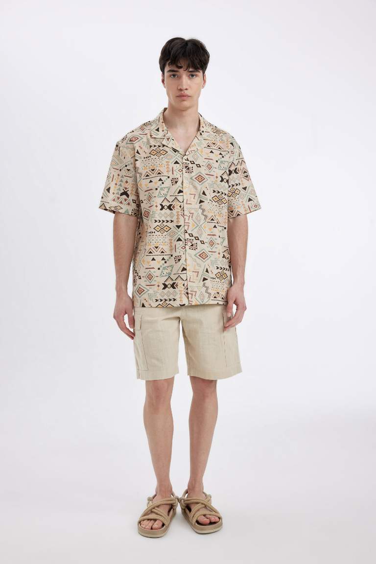 Cargo Fit Linen Look Bermuda