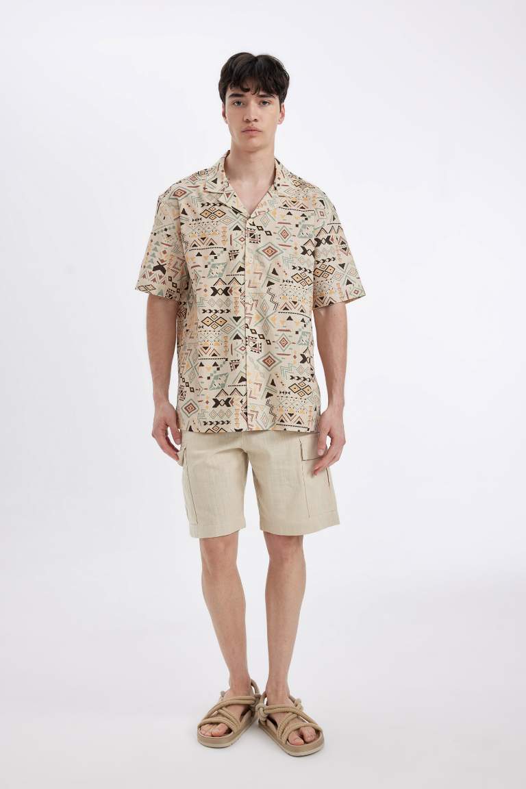 Cargo Fit Linen Look Bermuda