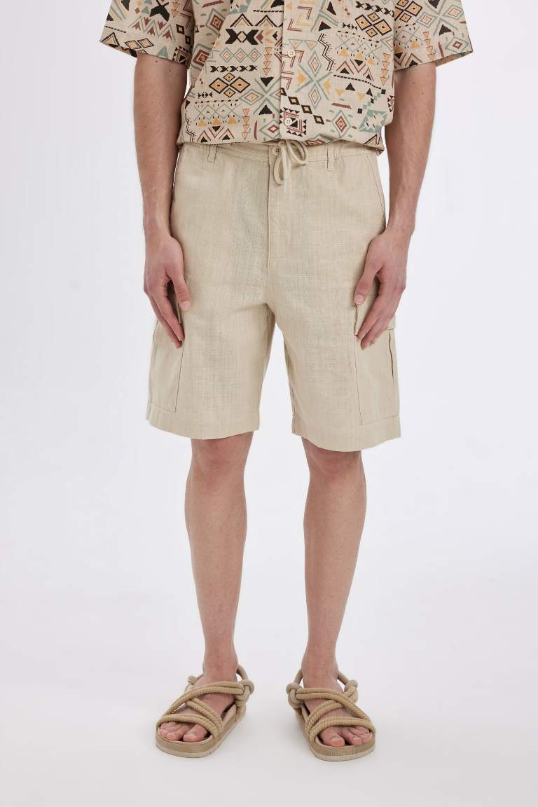 Cargo Fit Linen Look Bermuda