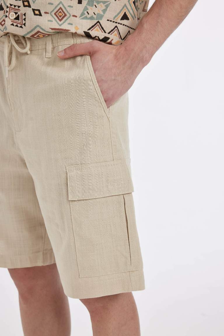 Cargo Fit Linen Look Bermuda