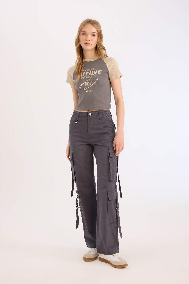 Coool Wide Leg Geniş Paça Pantolon Kargo Cepli Düz Basic