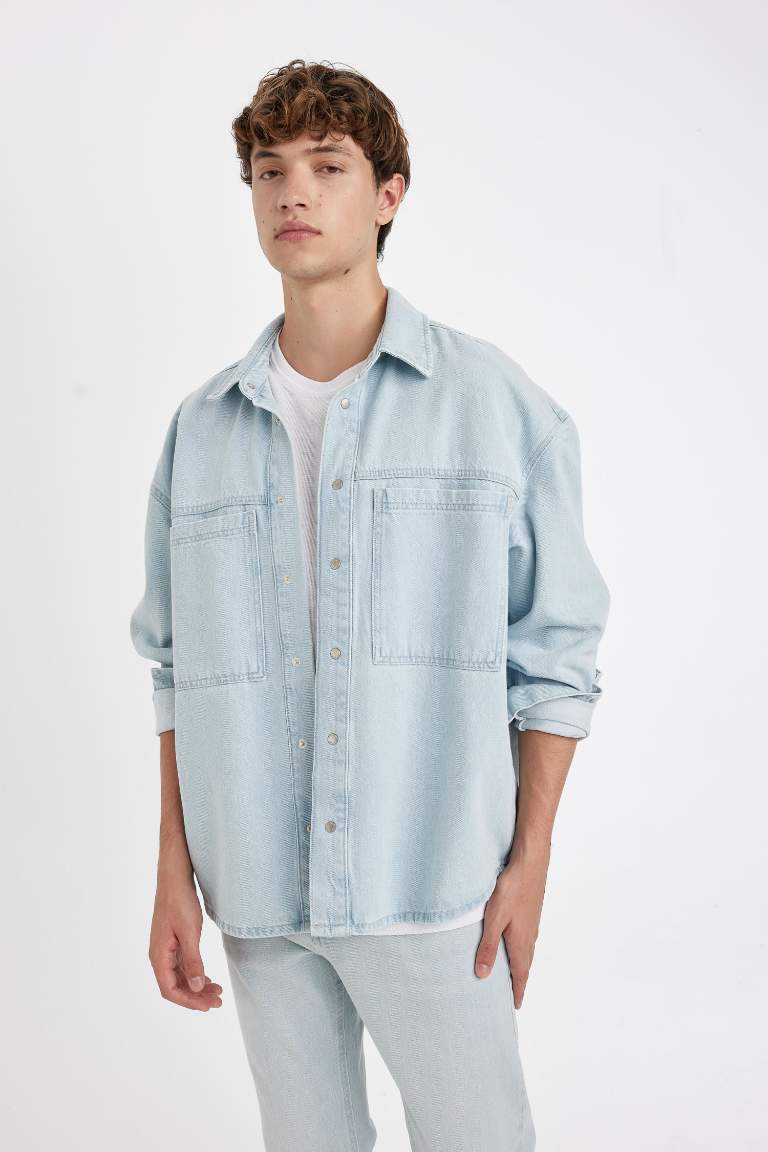 Oversize Fit Long Sleeve Jean Shirt