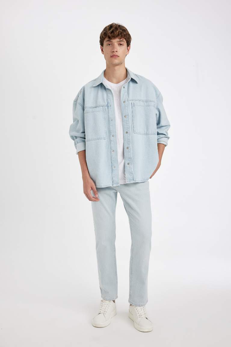 Oversize Fit Long Sleeve Jean Shirt