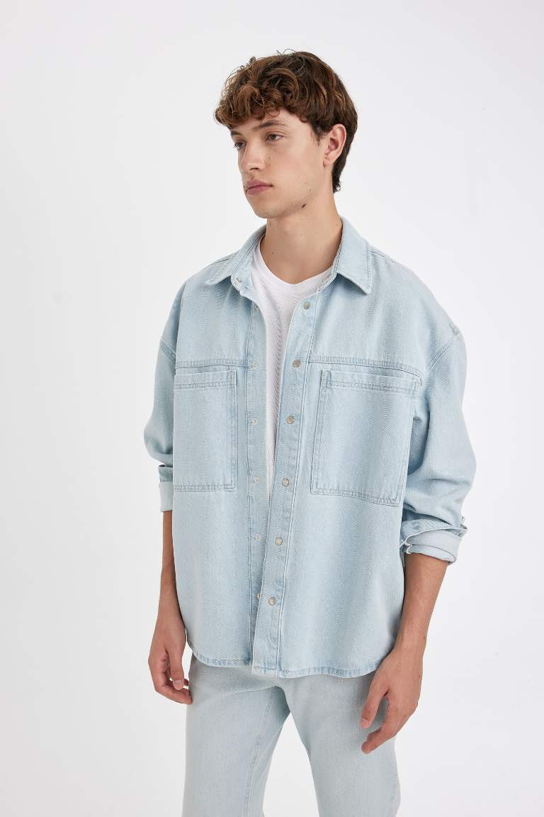 Oversize Fit Long Sleeve Jean Shirt