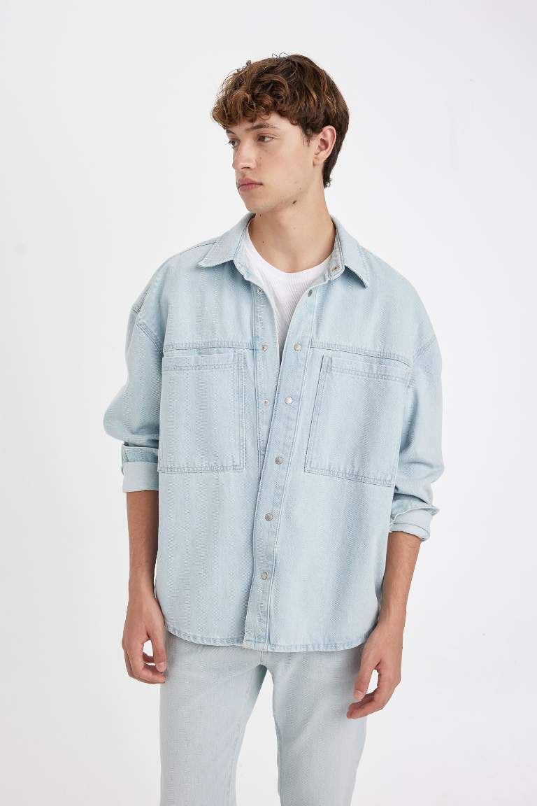 Oversize Fit Long Sleeve Jean Shirt