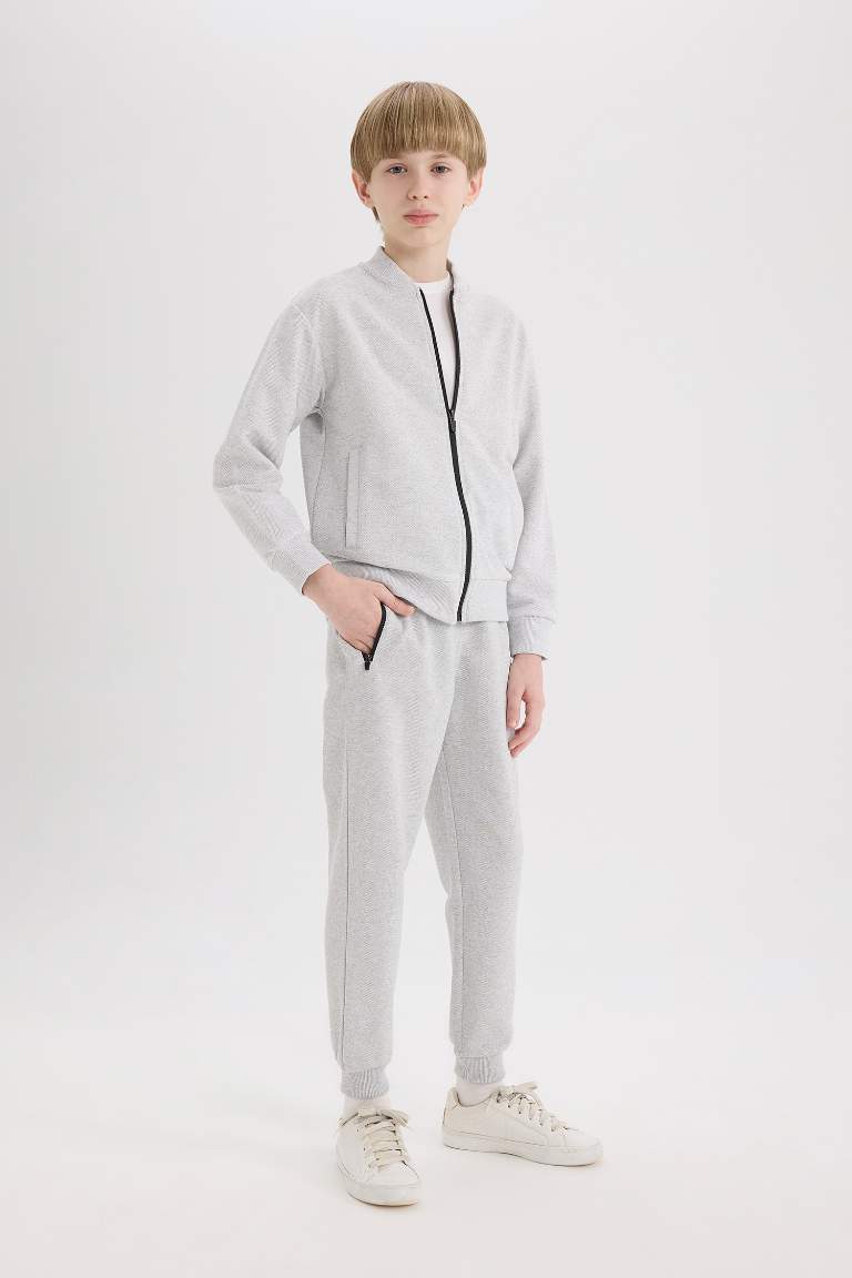 Boy Elastic Waist Leg Pique Basic Sweatpants