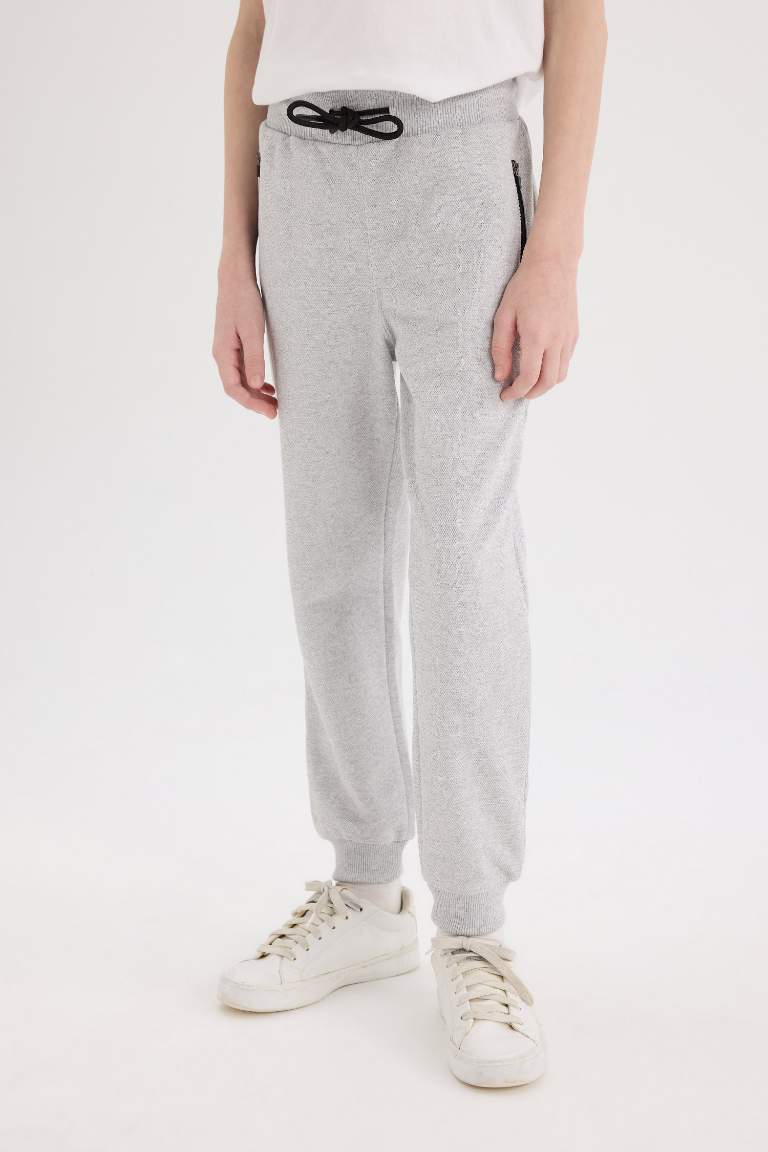 Boy Elastic Waist Leg Pique Basic Sweatpants