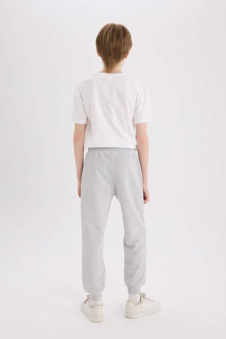 Boy Elastic Waist Leg Pique Basic Sweatpants