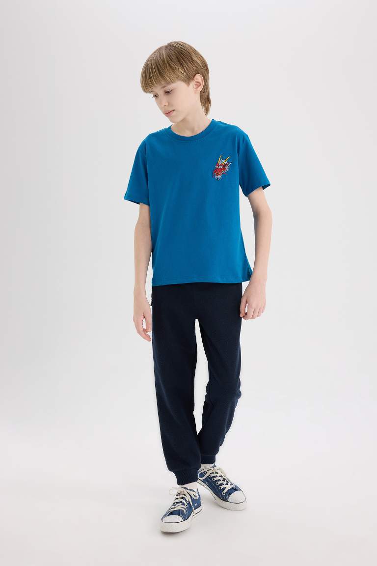 Boy Elastic Waist Leg Pique Basic Sweatpants