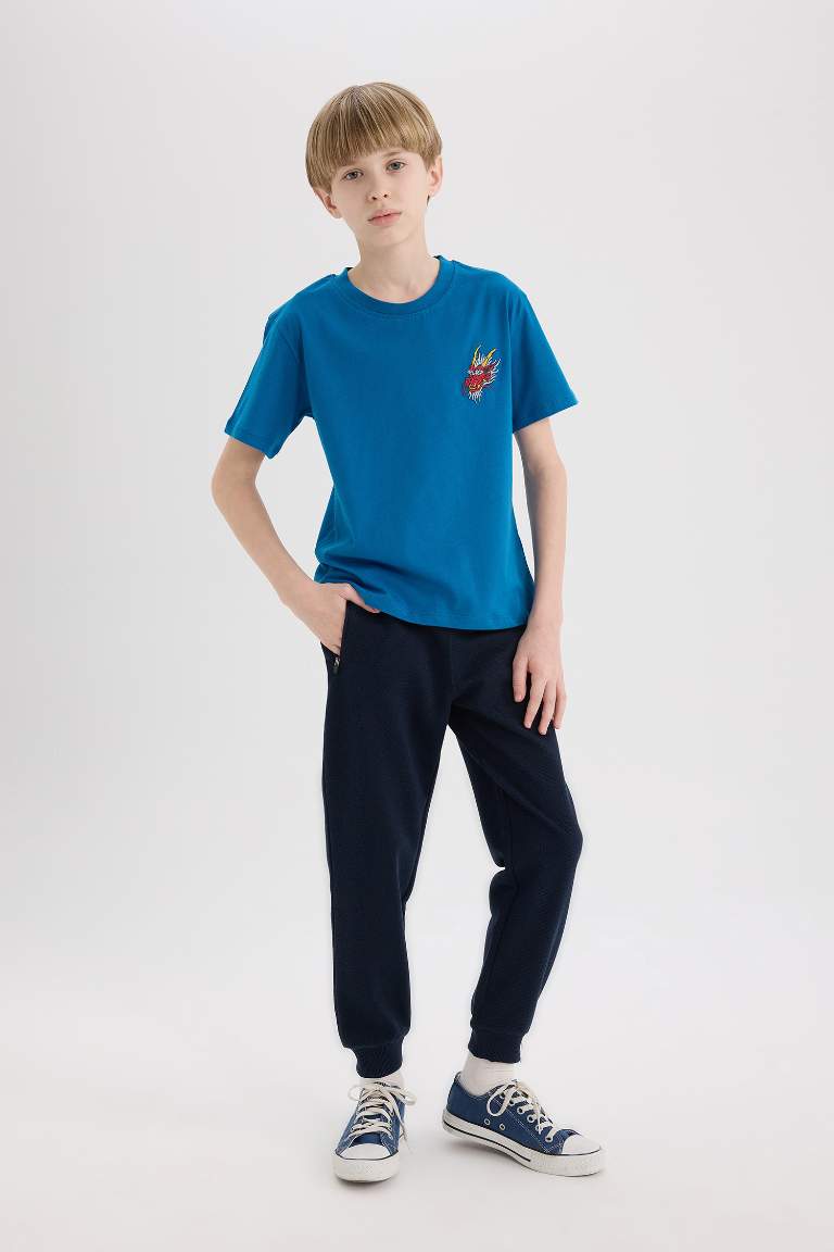 Boy Elastic Waist Leg Pique Basic Sweatpants