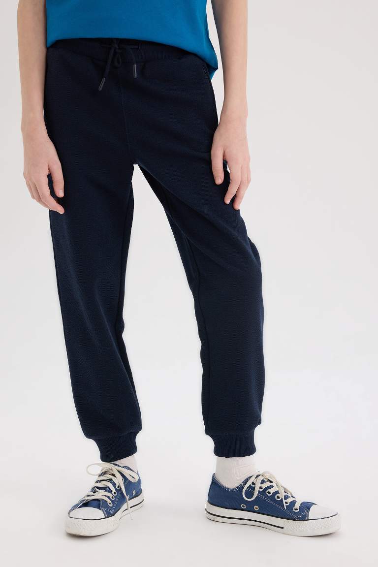 Boy Elastic Waist Leg Pique Basic Sweatpants