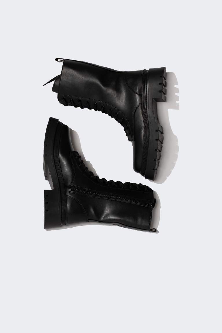 Faux Leather High Sole Boots