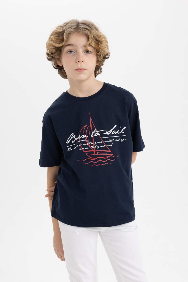 Boy Oversize Fit Crew Neck Printed  T-Shirt